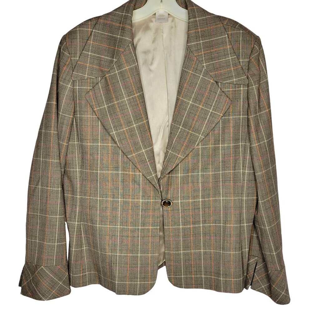 Vintage Austin Reed Women Suit Set Size 16 / XL Plaid Blazer Jacket & Skirt - Picture 2 of 16
